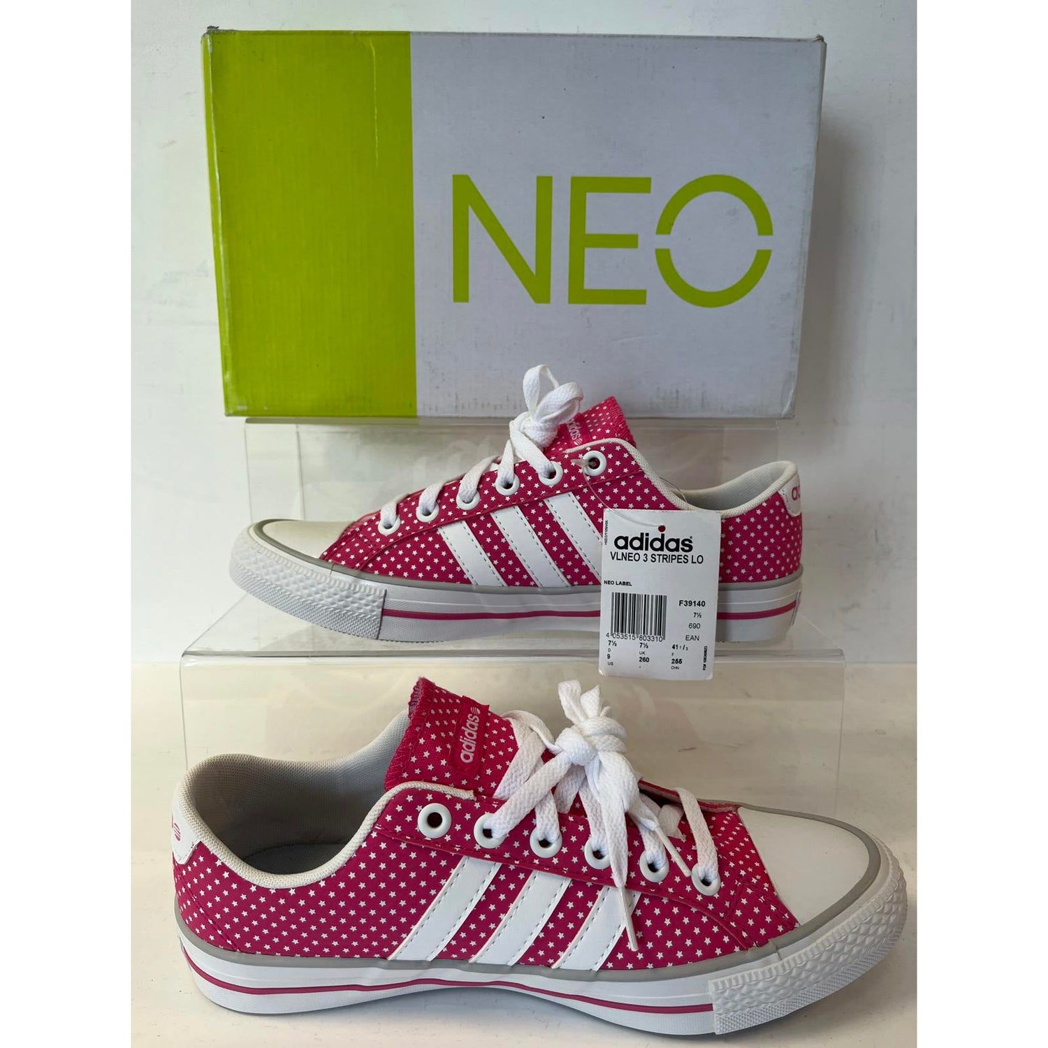 Adidas Womens NEO Label 3-Stripe Canvas Trainers/Pumps RRP £50 Size 7.5