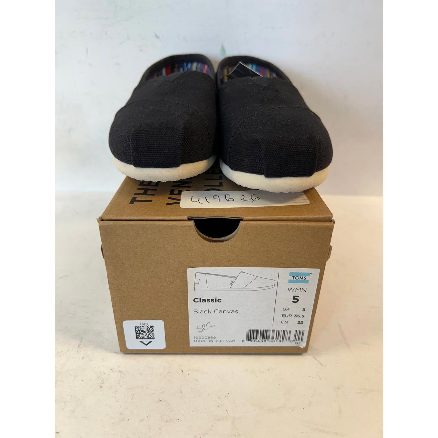 Toms Womens Classic Slip on Canvas Pumps Corn Black RRP £40 UK 3